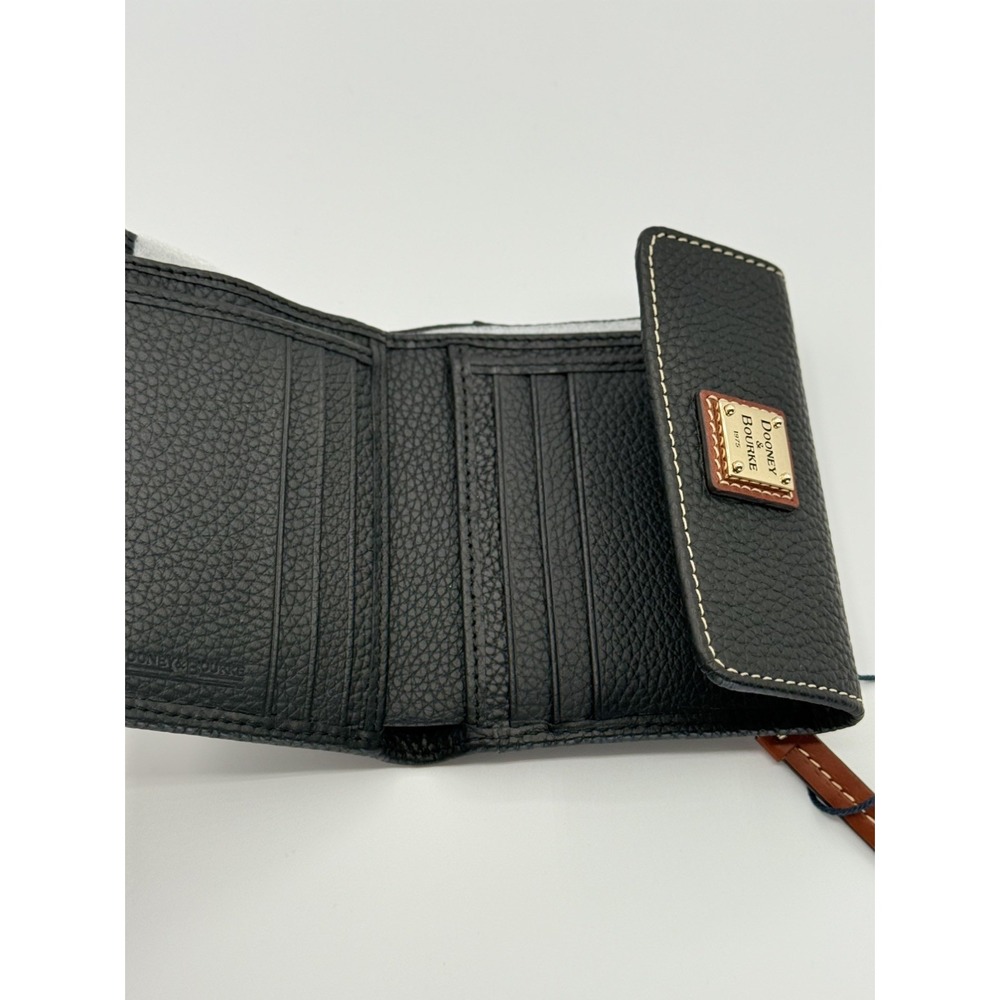 Dooney & Bourke Black Pebble Grain Small Flap Credit Card Wallet - Picture 3 of 6